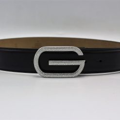 Gucci Diamond Silver Buckle Leather Belt 40mm
