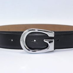 G Silver Buckle Leather Belt 40mm