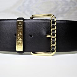 Larger Leather Belt Gold Buckle