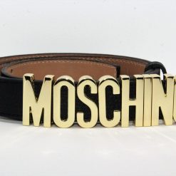 Moschino Black Leather Belt 25 mm