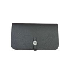 Hermes Black Clemence Leather Dogon Travel Wallet