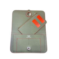 Alternative view of Hermes Khaki Green Clemence Leather Dogon Travel Wallet