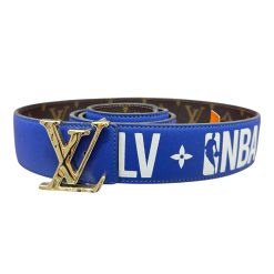 Blue LV x NBA Logo Leather Belt – Gold Buckle | BeltActive