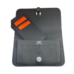 Alternative view of Hermes Black Clemence Leather Dogon Travel Wallet