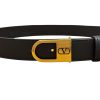 V-logo calfskin leather signature belt