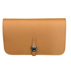 Hermes Brown Clemence Leather Dogon Travel Wallet