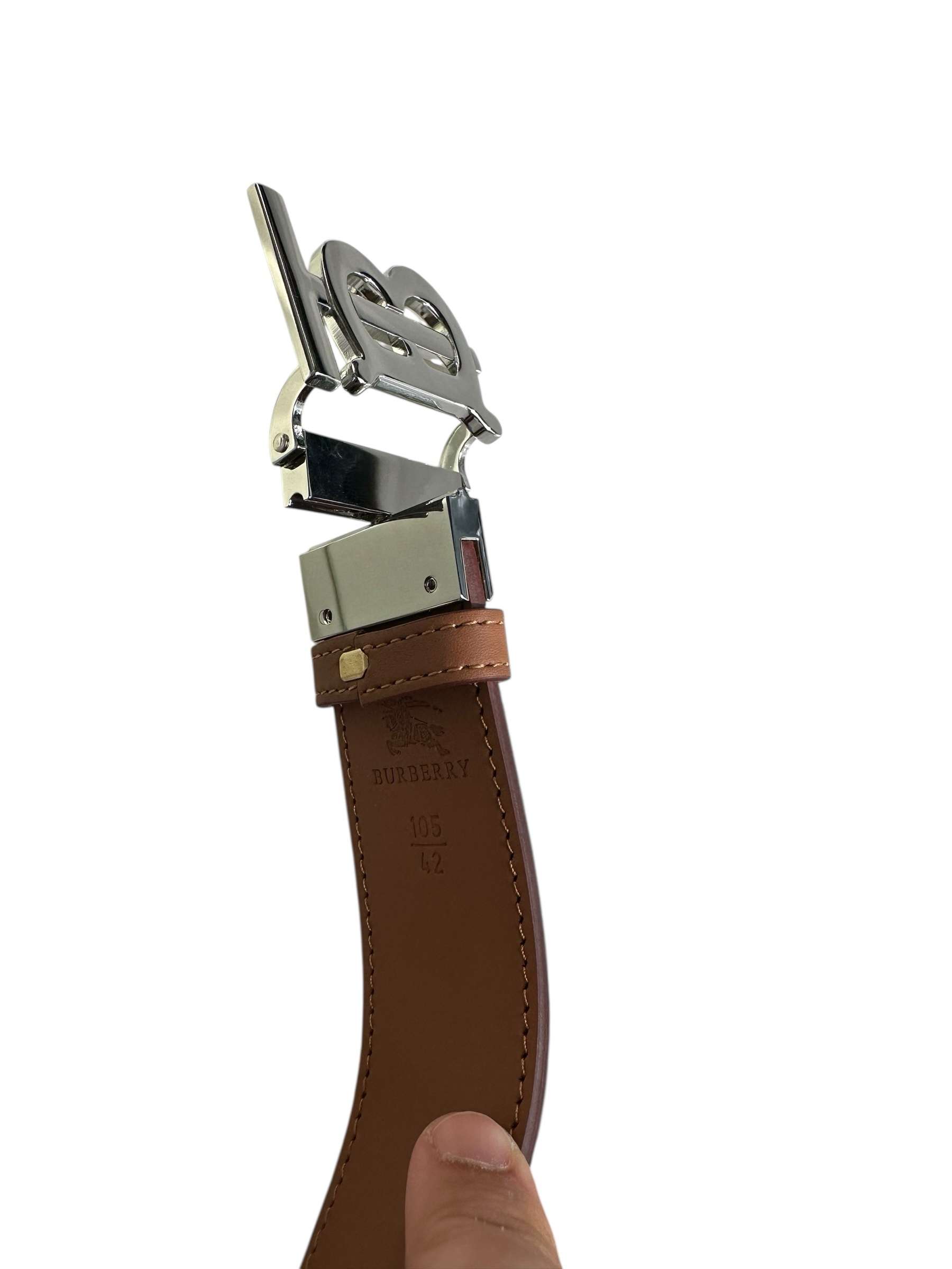 TB Brown Motif Leather Belt - Image 3