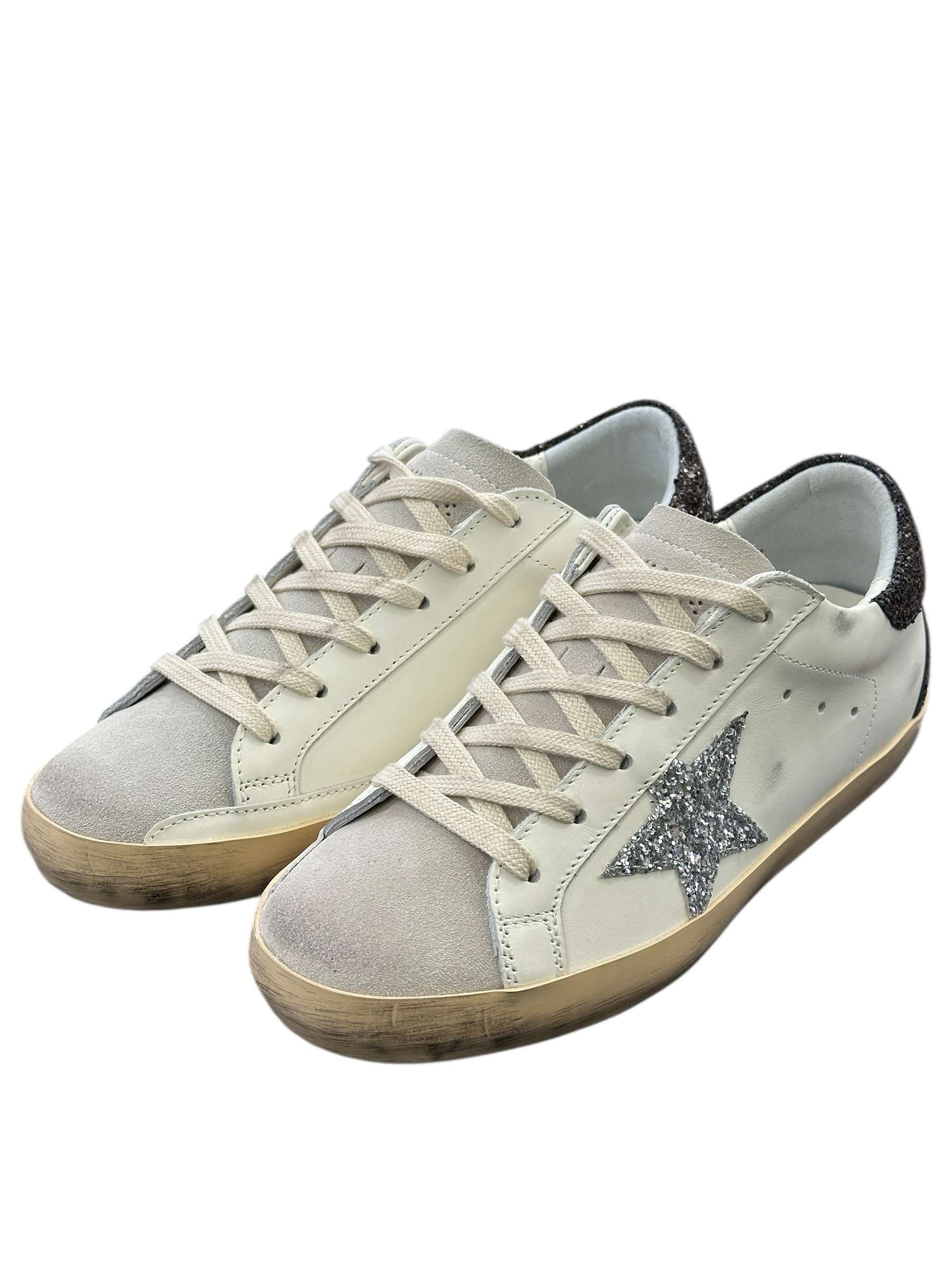 Women's Super-Star with suede star and black heel tab