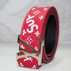Red Monogram Leather Belt