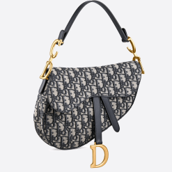 Alternative view of Saddle bag in blue Oblique jacquard canvas,