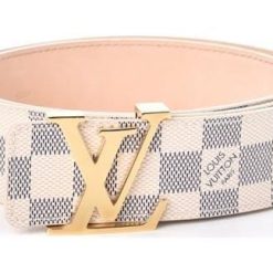 White Damier Leather Belt