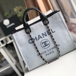 Alternative view of Chanel Deauville Tote Bag 15in/ 38cm White Gray Silver Hardware For Women A66941