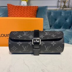 Louis Vuitton 3 Watch Case Monogram Eclipse Canvas For Men, Men’s Bags, Luggage 7.9in/20cm LV M43385