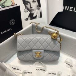 Alternative view of Chanel Flap Bag With CC Ball On Strap Mini Crossbody 7.8in/ 20cm Grey Gold Hardware For Women AS1787