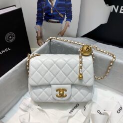 Alternative view of Chanel Flap Bag With CC Ball On Strap Mini Crossbody 6.7in/ 17cm White Gold Hardware For Women AS1786