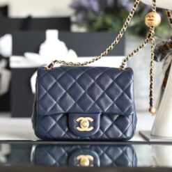 Alternative view of Chanel Flap Bag With CC Ball On Strap Mini Crossbody 6.7in/ 17cm Navy Blue Gold Hardware For Women AS1786
