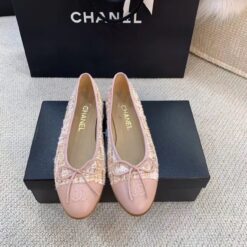 Alternative view of Chanel Ballerina Flats Tweed and Grosgrain Light Pink For Women, Women’s Shoes G02819