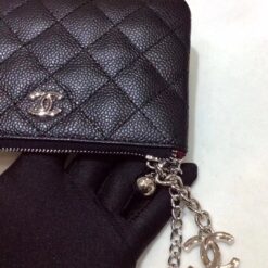 Alternative view of Chanel CO-CO Classic Mini Pouch Wallet 14cm/5.5in Silver Toned Hardware For Women Black