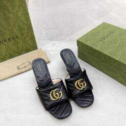 Alternative view of Gucci Double G Slide Sandal Chevron Matelasse Black For Women GG 674839 BKO00 1000