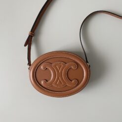 Celine Crossbody Oval Purse Cuir Triomphe Brown For Women 6in/16cm 10I703DPQ.04LU