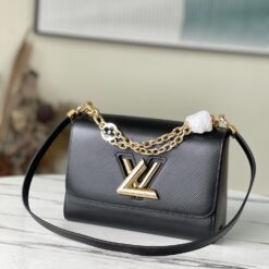 Louis Vuitton Twist MM Monogram Flower Black For Women, Women’s Handbags, Shoulder And Crossbody Bags 9.1in/23cm LV M59402