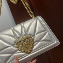 Alternative view of Dolce & Gabbana Large Devotion Bag In Quilted Nappa Silver For Women 10in/26cm DG