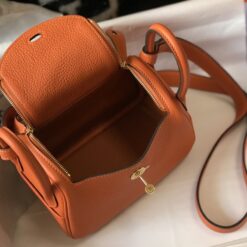 Alternative view of Hermes Lindy Mini Clemence Bag Orange For Women, Women’s Handbags, Shoulder And Crossbody Bags 7.5in/19cm