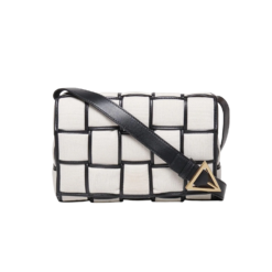 Bottega Veneta Padded Cassette Crossbody Bag 10.2in/ 26cm Beige And Black Gold Hardware For Women 710210V2AJ19811