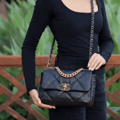 Alternative view of Chanel 19 Crossbody Bag 10.1in/ 26cm Black Gold Hardware For Women AS1160