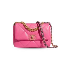 Chanel 19 Crossbody Bag 10.1in/ 26cm Pink Gold Hardware For Women AS1160