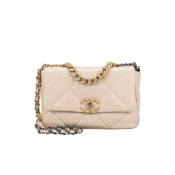 Chanel 19 Flap Bag Crossbody 10.1in/ 26cm Beige For Women