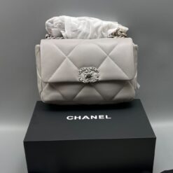 Alternative view of Chanel 19 Small Crossbody Bag 10.2in/ 26cm Grey Gold Silver Hardware For Women