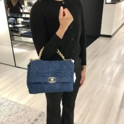 Alternative view of Chanel 19 Medium Crossbody Bag 10.1in/ 26cm Denim Blue Silver/ Gold Hardware For Women AS1160 B02876 N6832