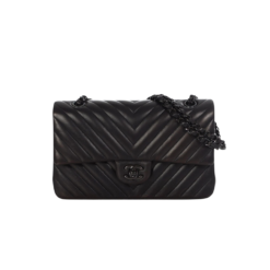 Chanel Chevron Classic Crossbody Bag 10.2in/ 26cm Black For Women