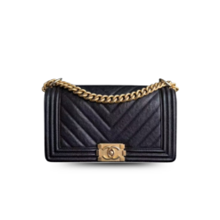 Chanel Boy Medium Crossbody Bag 9.8in/ 25cm Black Gold Hardware For Women A67086