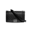 Chanel Boy Medium Crossbody Bag 9.8in/ 25cm Black Silver Hardware For Women