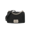 Chanel Boy Mini Crossbody Bag 7.9in/ 20cm Black Silver Hardware For Women
