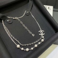 Chanel CC Double Layer Necklace White For Women
