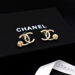 Alternative view of Chanel CC Logo Earrings With Camellia Flower Detail Gold For Women