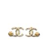 Chanel CC Logo Earrings With Camellia Flower Detail Gold For Women