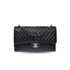 Chanel Chevron Classic Medium Crossbody Bag 10.2in/ 26cm Black Silver Hardware For Women