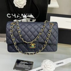Alternative view of Chanel Classic 11.12 Crossbody Bag 10in/ 25.5cm Dark Blue Gold Hardware For Women A01112 B10583 NZG78