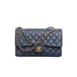 Chanel Classic 11.12 Crossbody Bag 10in/ 25.5cm Dark Blue Gold Hardware For Women A01112 B10583 NZG78