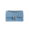 Chanel Classic Double Flap Bag Crossbody 10in/ 25cm Light Blue Gold Hardware For Women