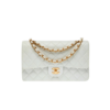 Chanel Classic Double Flap Bag Medium Crossbody 10.2in/ 26cm White Gold Hardware For Women A01112