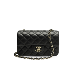 Chanel Classic Flap Bag Small Crossbody 7.8in/ 20cm Black Gold Hardware For Women A01116