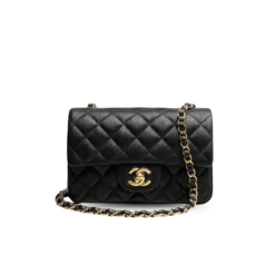 Chanel Classic Flap Bag Small Crossbody 7.9in/ 20cm Black Gold Hardware For Women