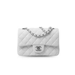 Chanel Classic Flap Bag Small Crossbody 7.9in/ 20cm White Silver Hardware For Women A01113