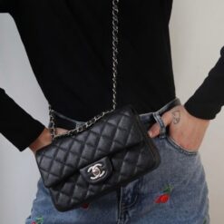 Alternative view of Chanel Classic Flap Bag Small Crossbody 9.1in/ 23cm Black Silver Hardware For Women