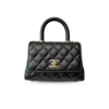Chanel Classic Flap Bag Mini Crossbody 7.5in/ 19cm Black Gold Hardware For Women